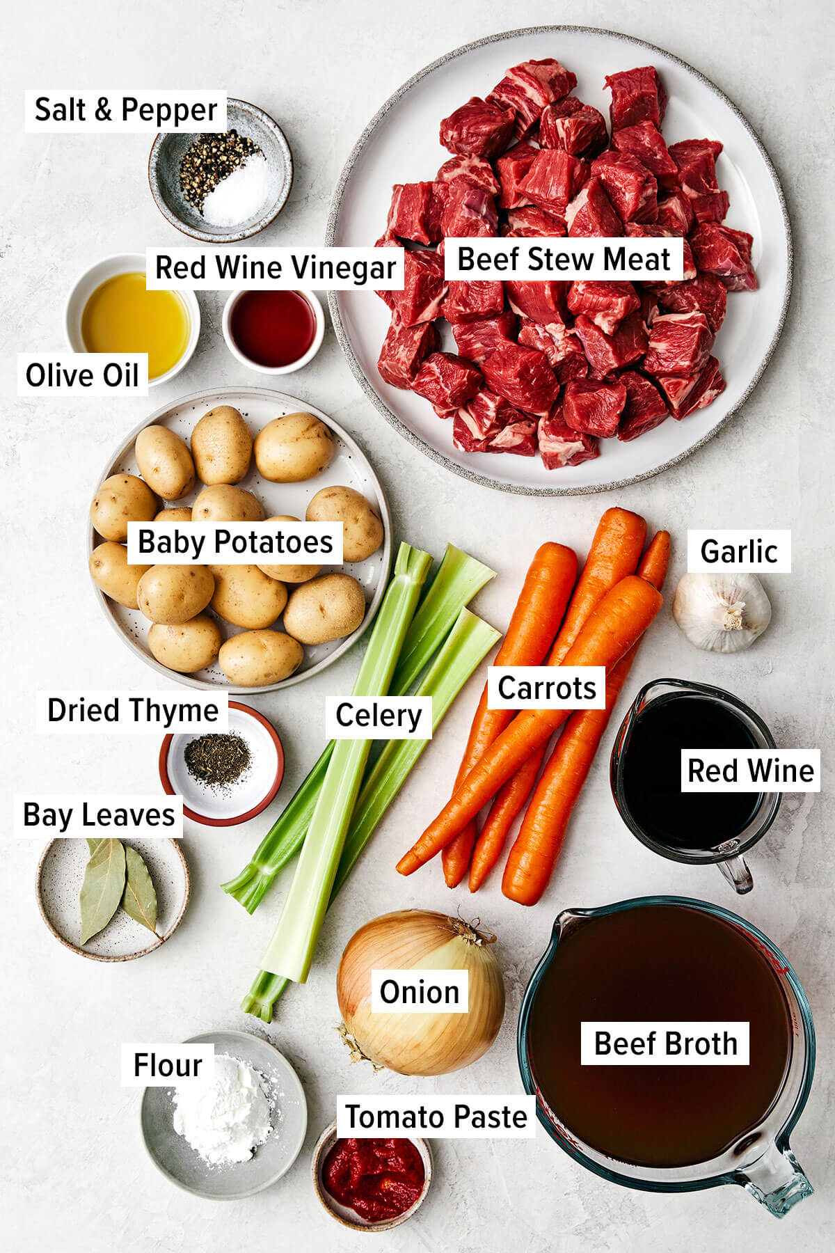 Ingredients for beef stew