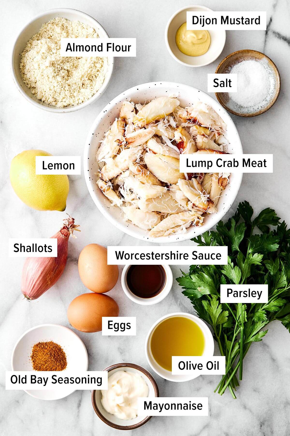 Ingredients for crab cakes.