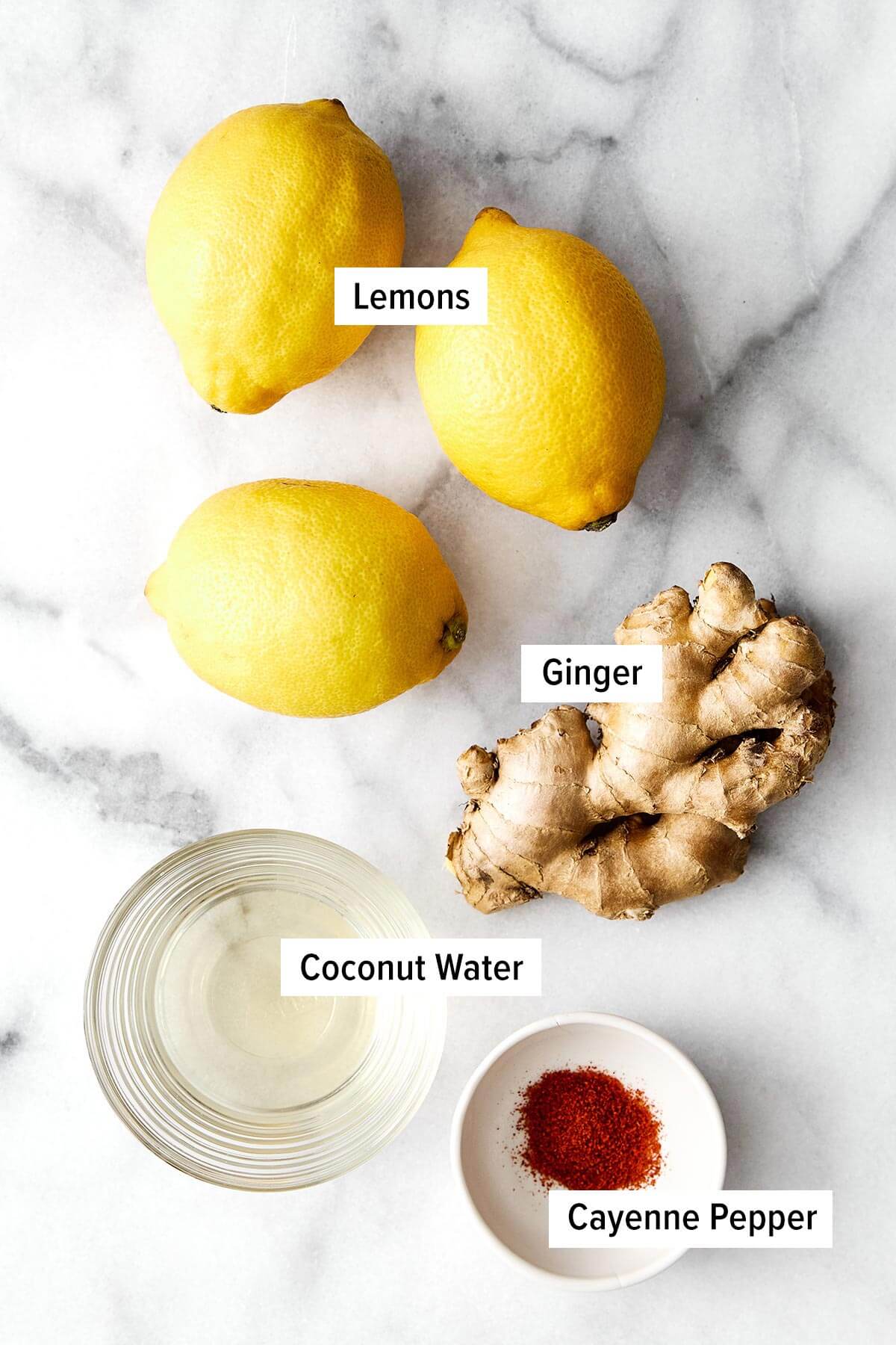 Ingredients for homemade ginger shots.