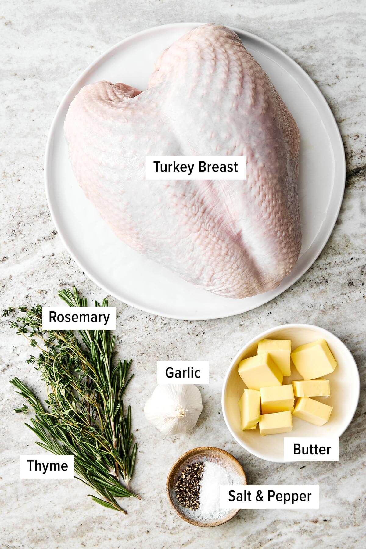 Ingredients for roasted turkey breast.