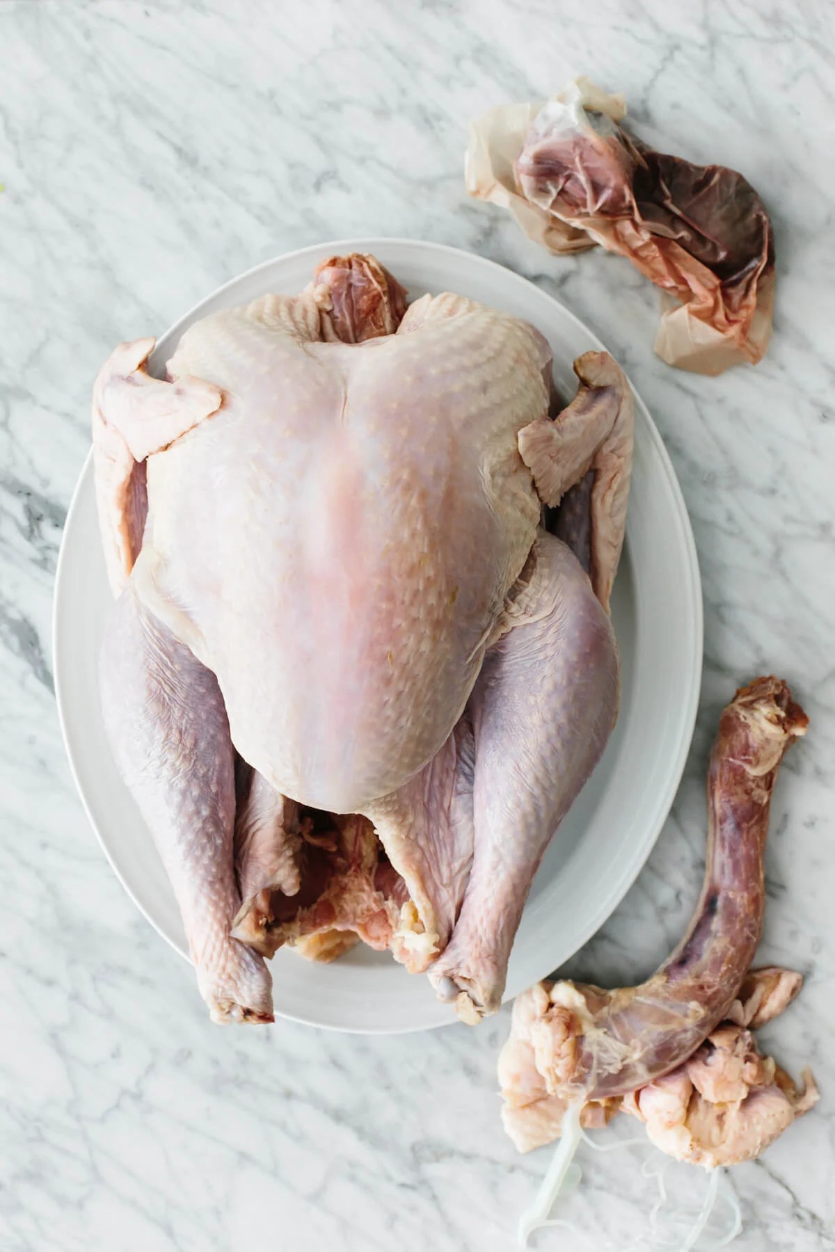 Giblets being removed from a Thanksgiving turkey