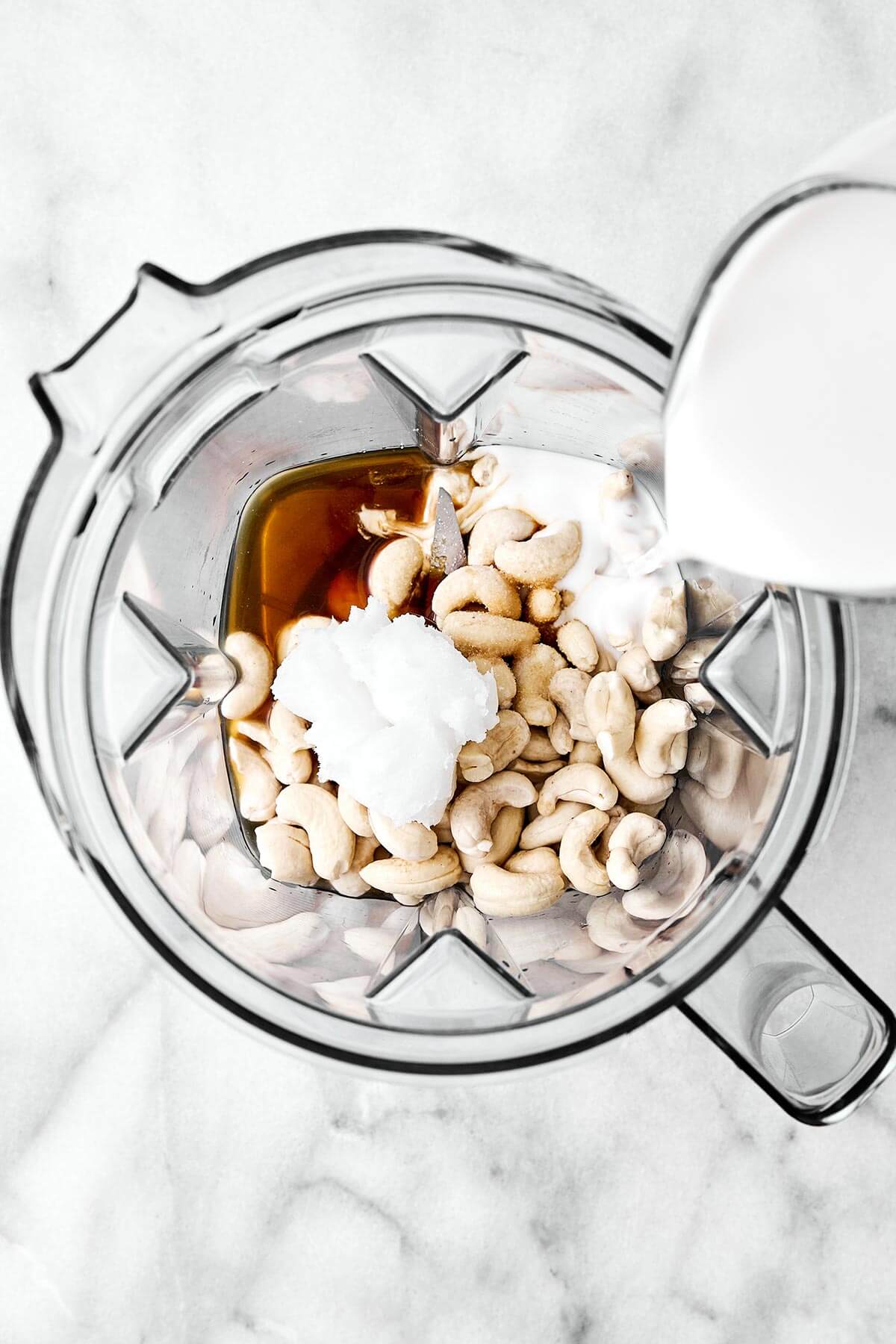 Blending vegan ice cream in Vitamix.
