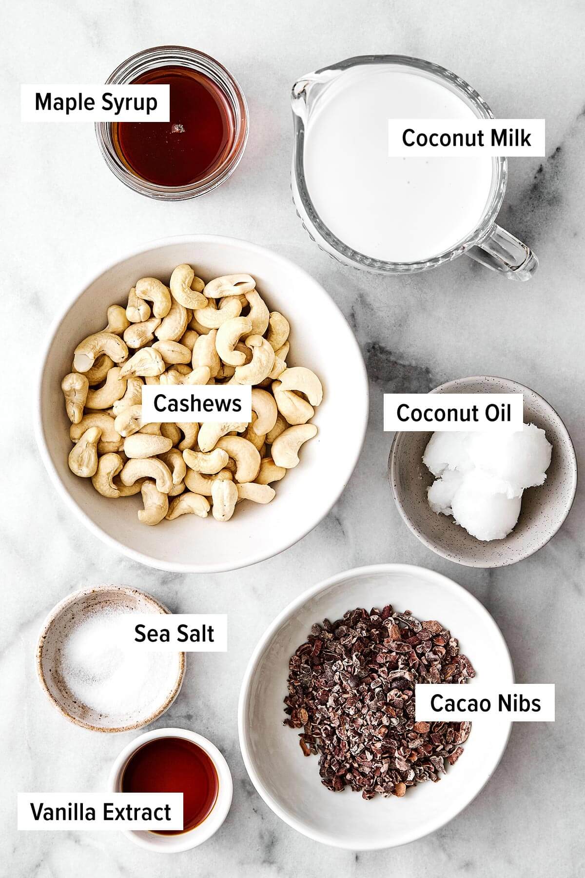 Vegan ice cream ingredients.